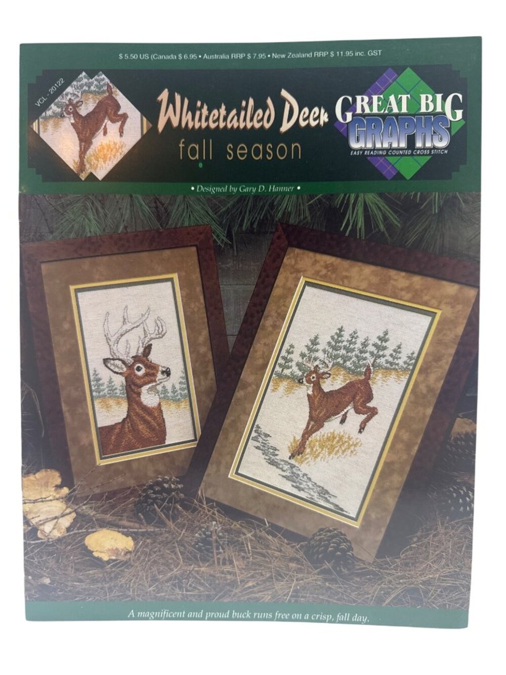 Whitetail Deer Fall Season Cross Stitch Pattern Easy Read Graph Chart Booklet